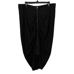 City Chic Women's Black Rushed Sexy Drape Skirt Zipper Detail Size L/20